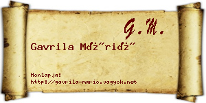 Gavrila Márió névjegykártya